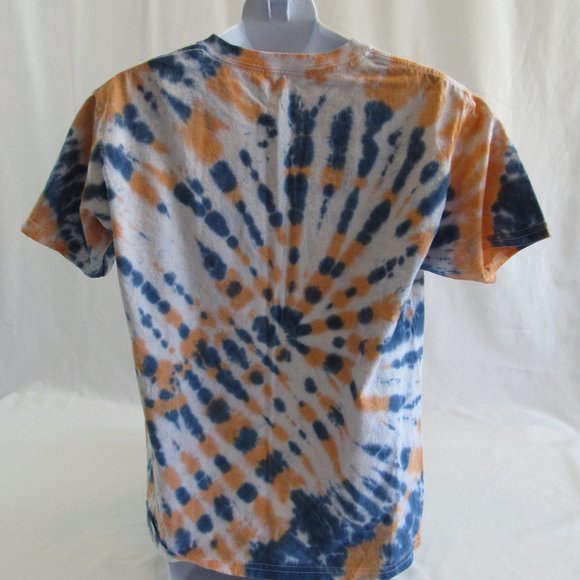 Youth Size L (14-16), Orange Blue, Tie Dyed Cotton Unisex T-Shirt Gildan - Picture 3 of 4